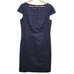 Women's Brooks Brothers Navy Cap Sleeve Sheath Dress Size 12